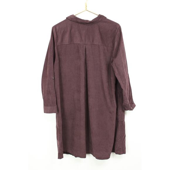 J. Jill Corduroy Shirt Button Down Dress Burgundy Brown Pockets Soft Size XL P - Picture 11 of 11
